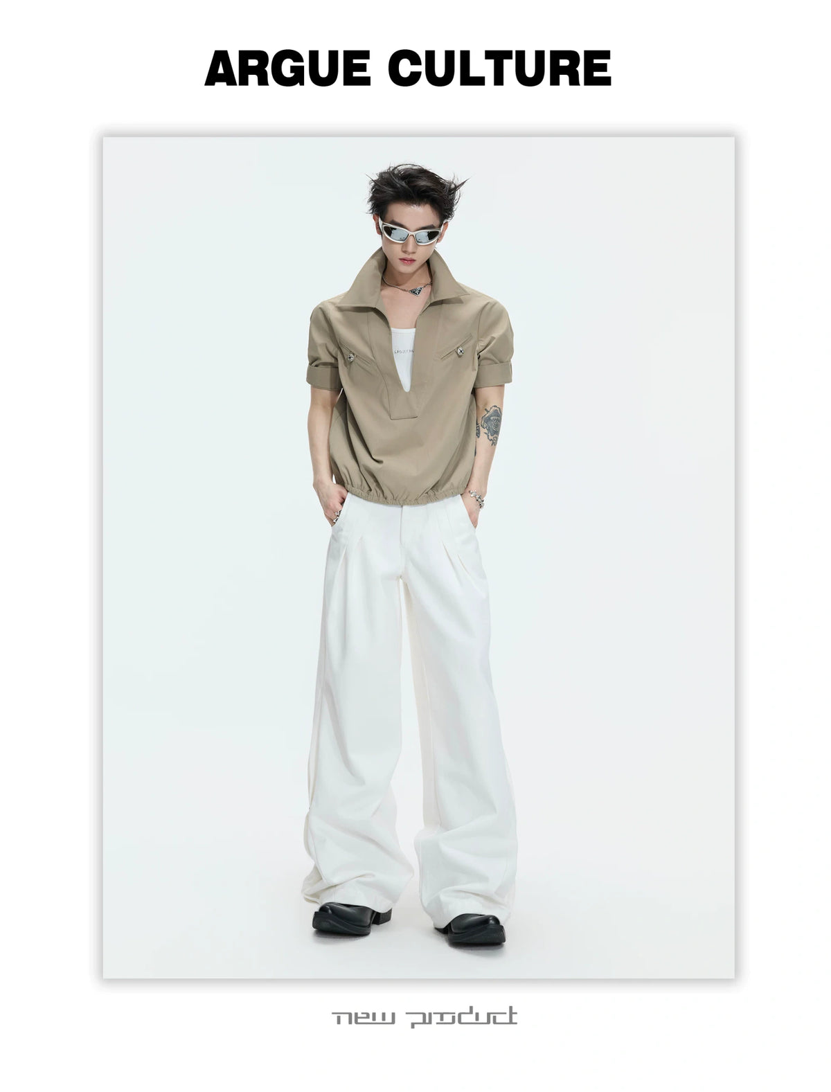 Mock-Layered Utility Shirt in Cotton Lyocell - description image 3