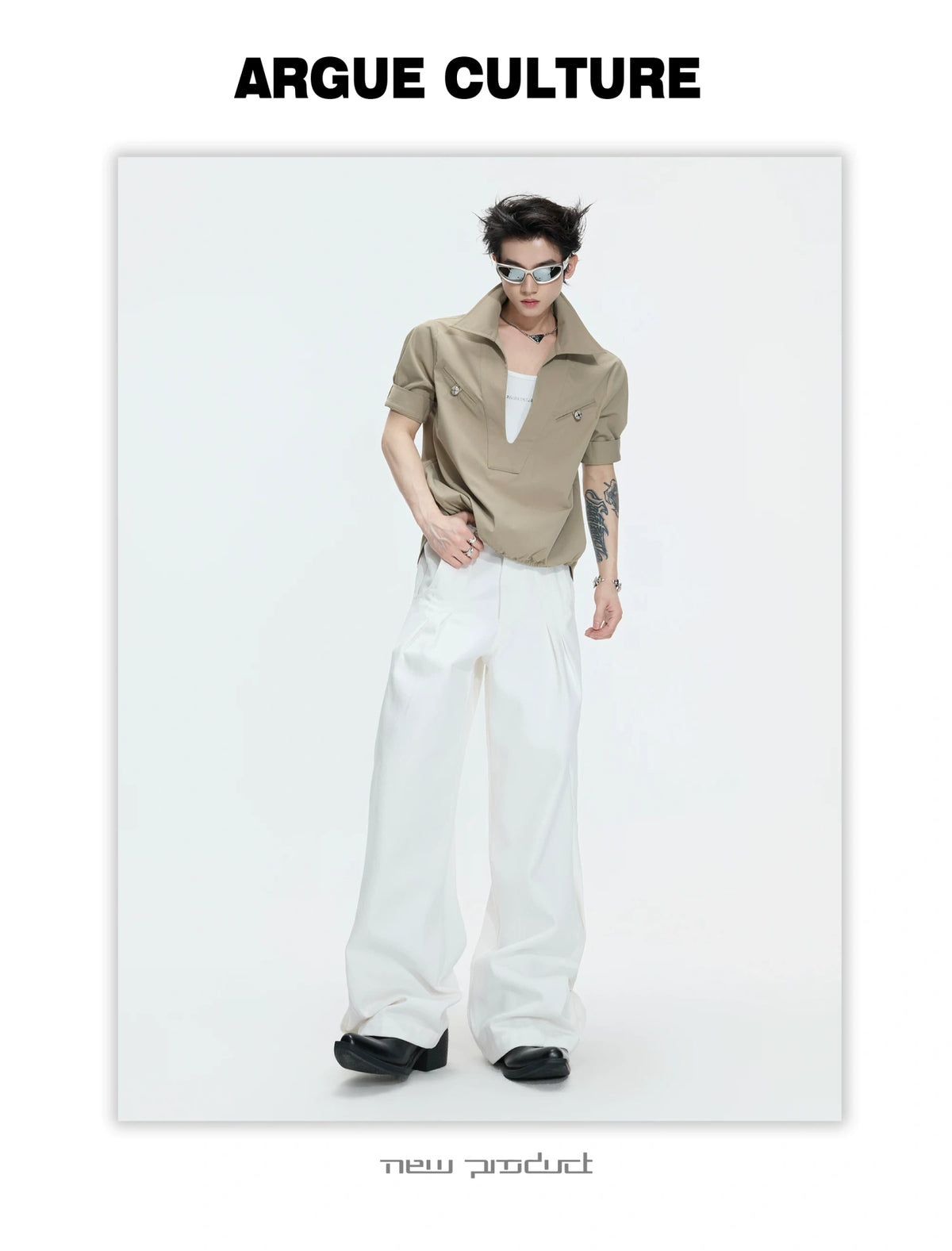 Mock-Layered Utility Shirt in Cotton Lyocell - description image 4