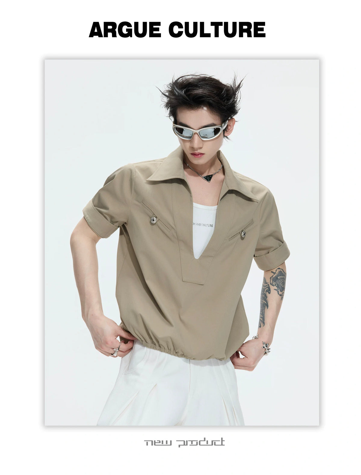Mock-Layered Utility Shirt in Cotton Lyocell - description image 6