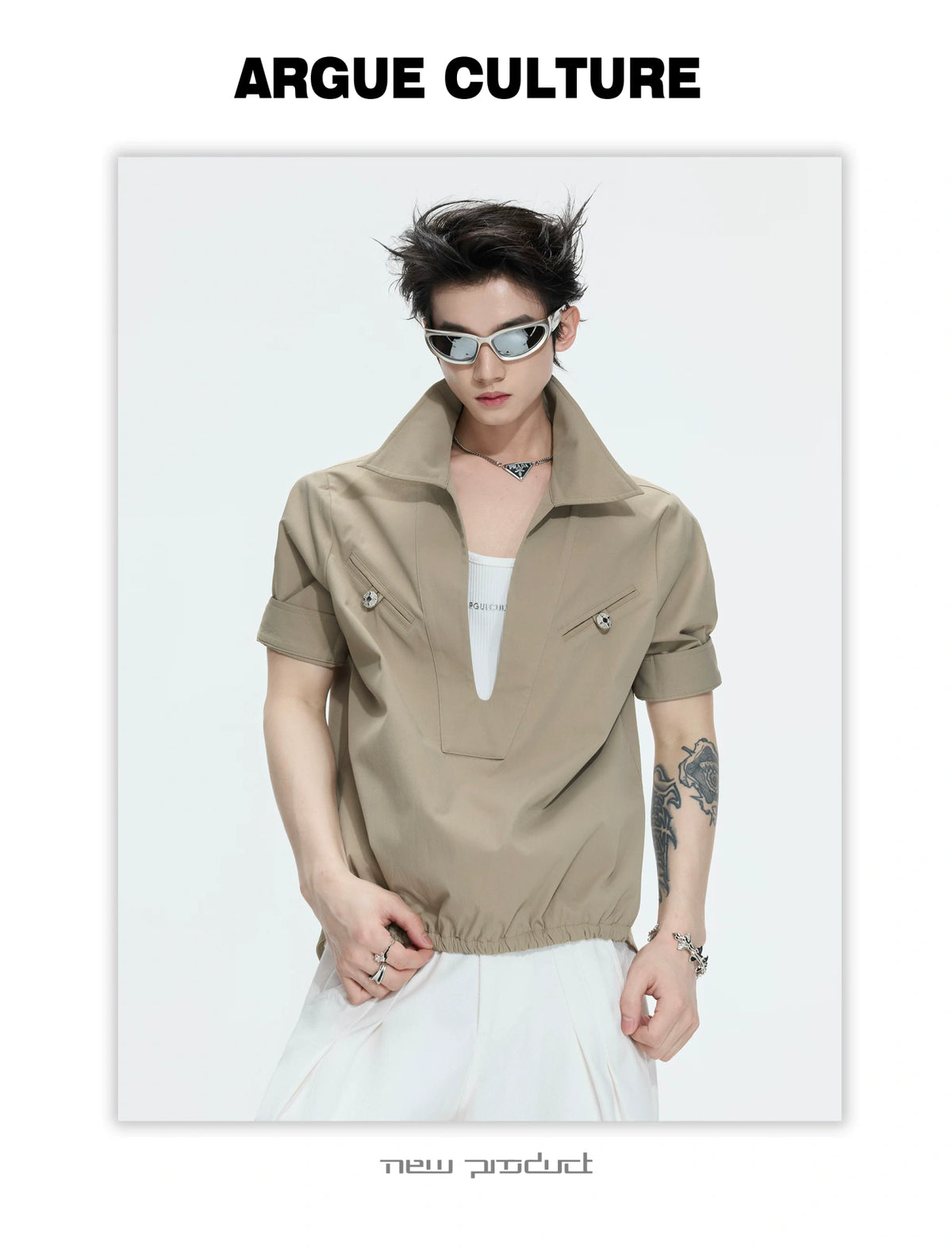 Mock-Layered Utility Shirt in Cotton Lyocell - description image 7