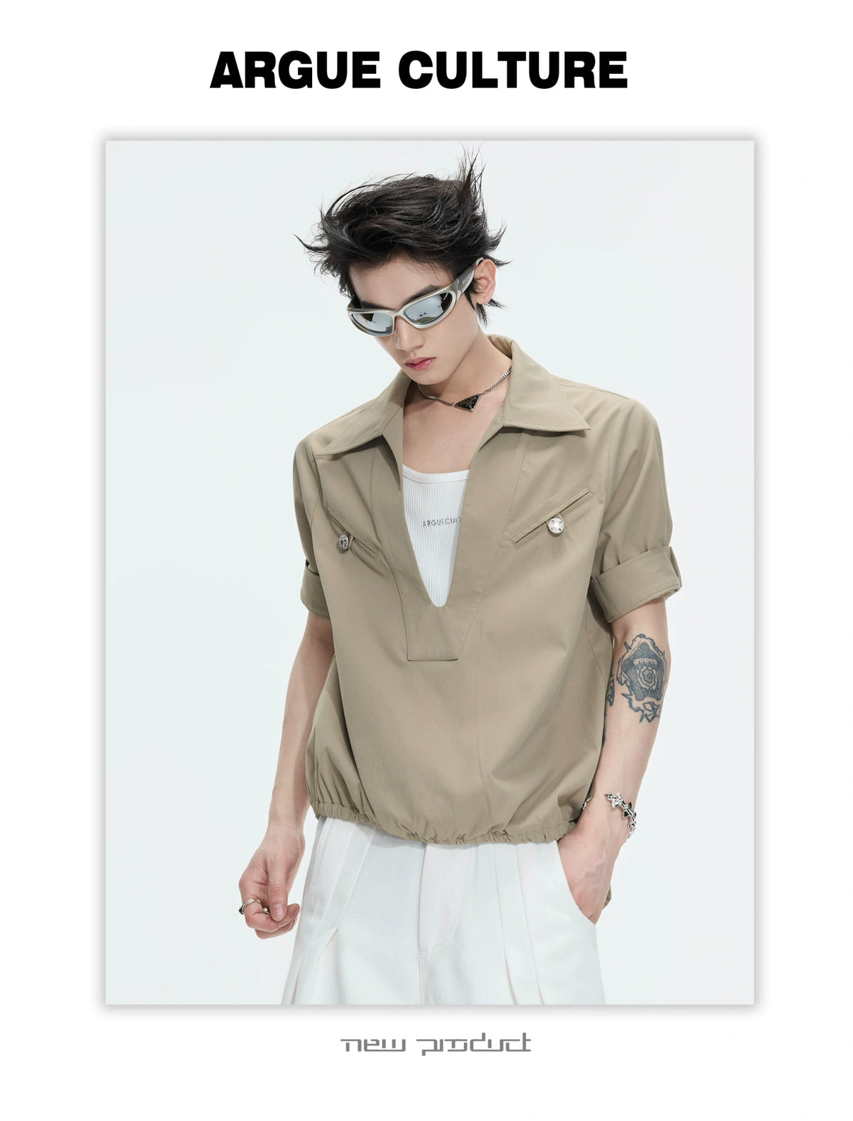 Mock-Layered Utility Shirt in Cotton Lyocell - description image 8