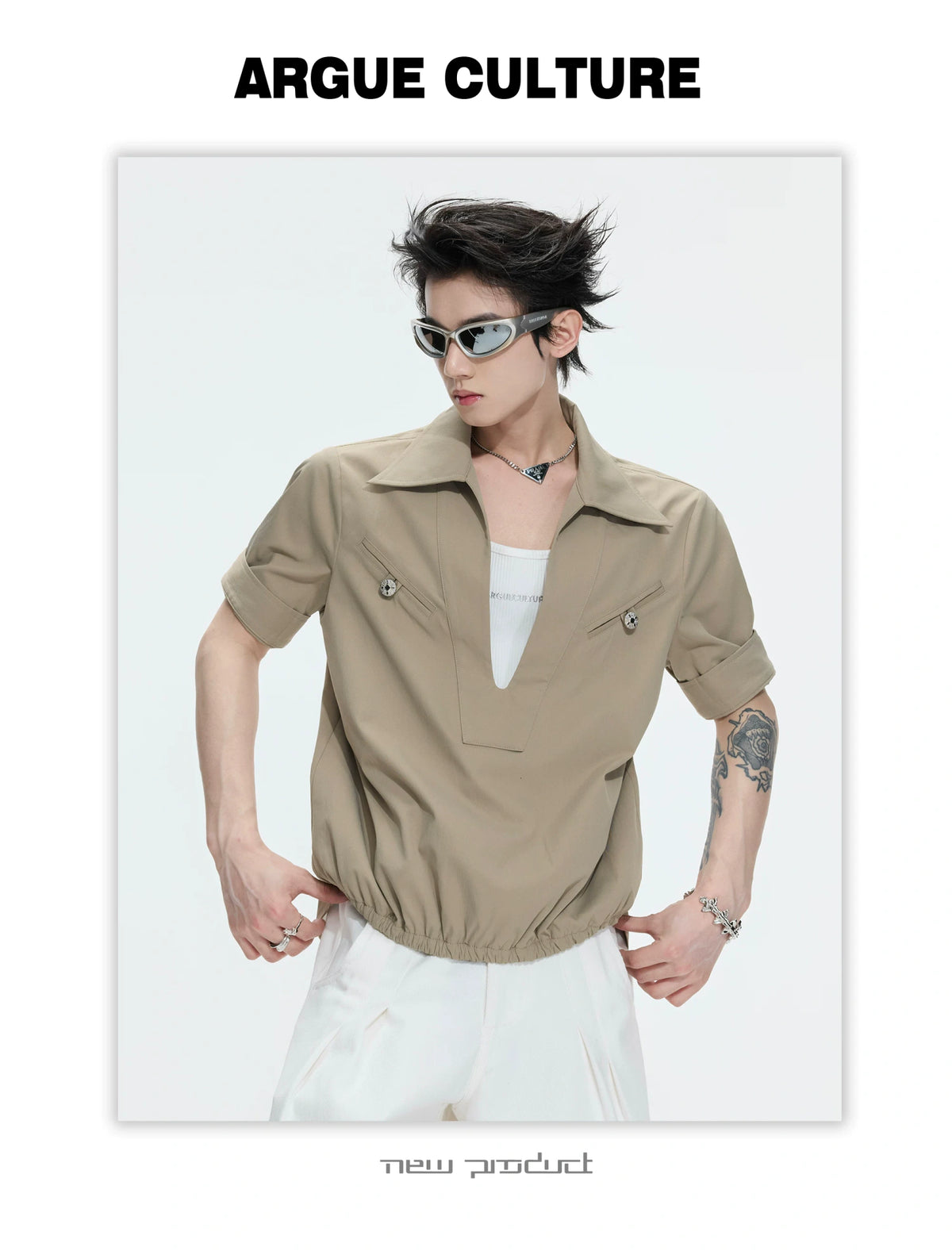 Mock-Layered Utility Shirt in Cotton Lyocell - description image 9