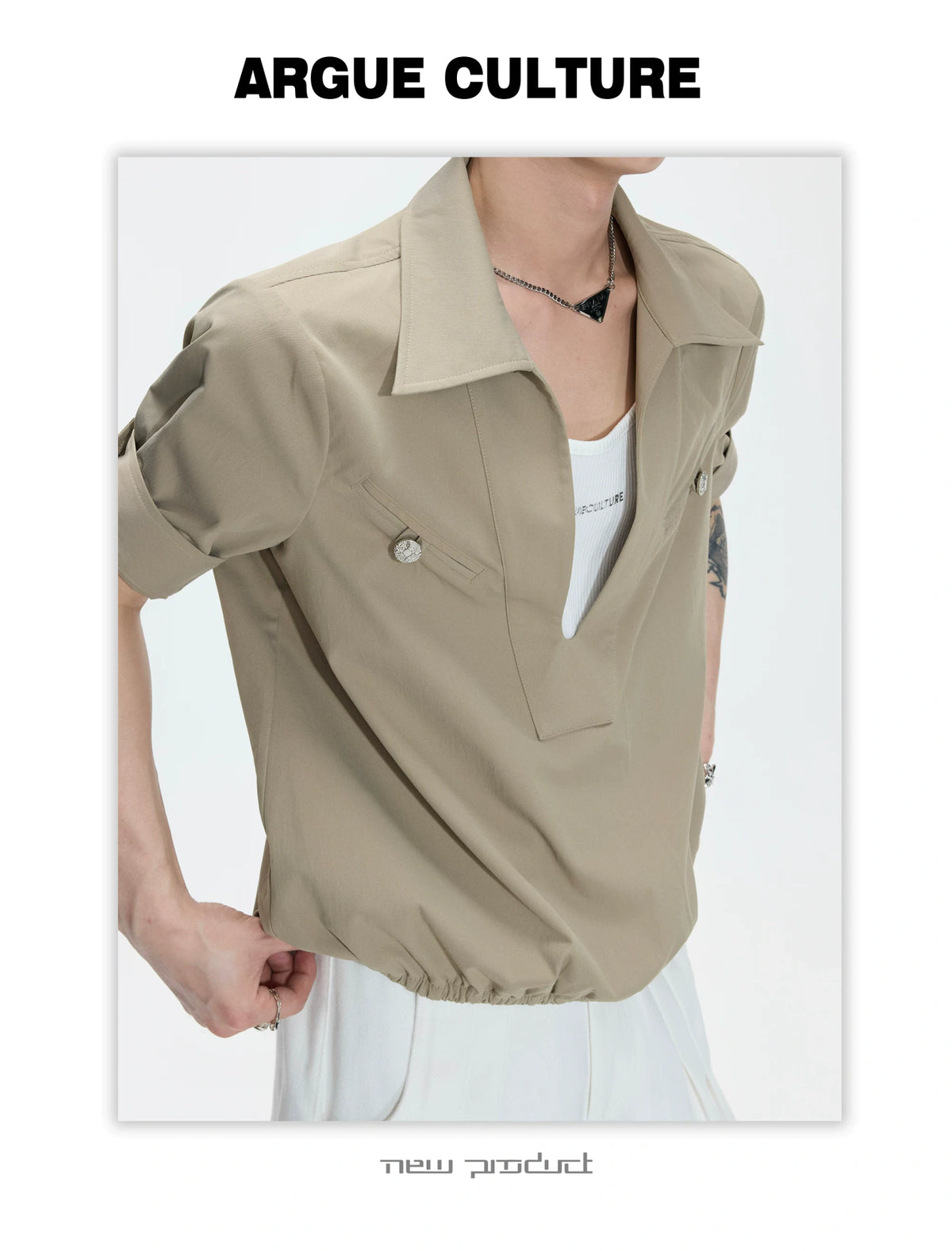 Mock-Layered Utility Shirt in Cotton Lyocell - description image 10