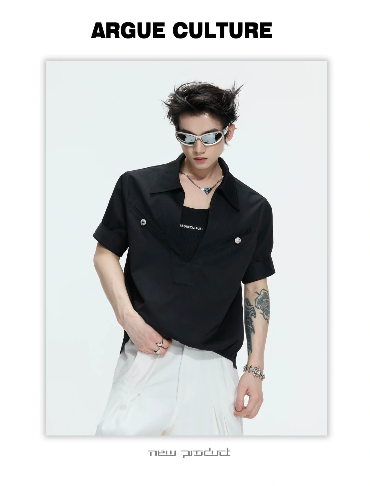 Mock-Layered Utility Shirt in Cotton Lyocell - description image 11