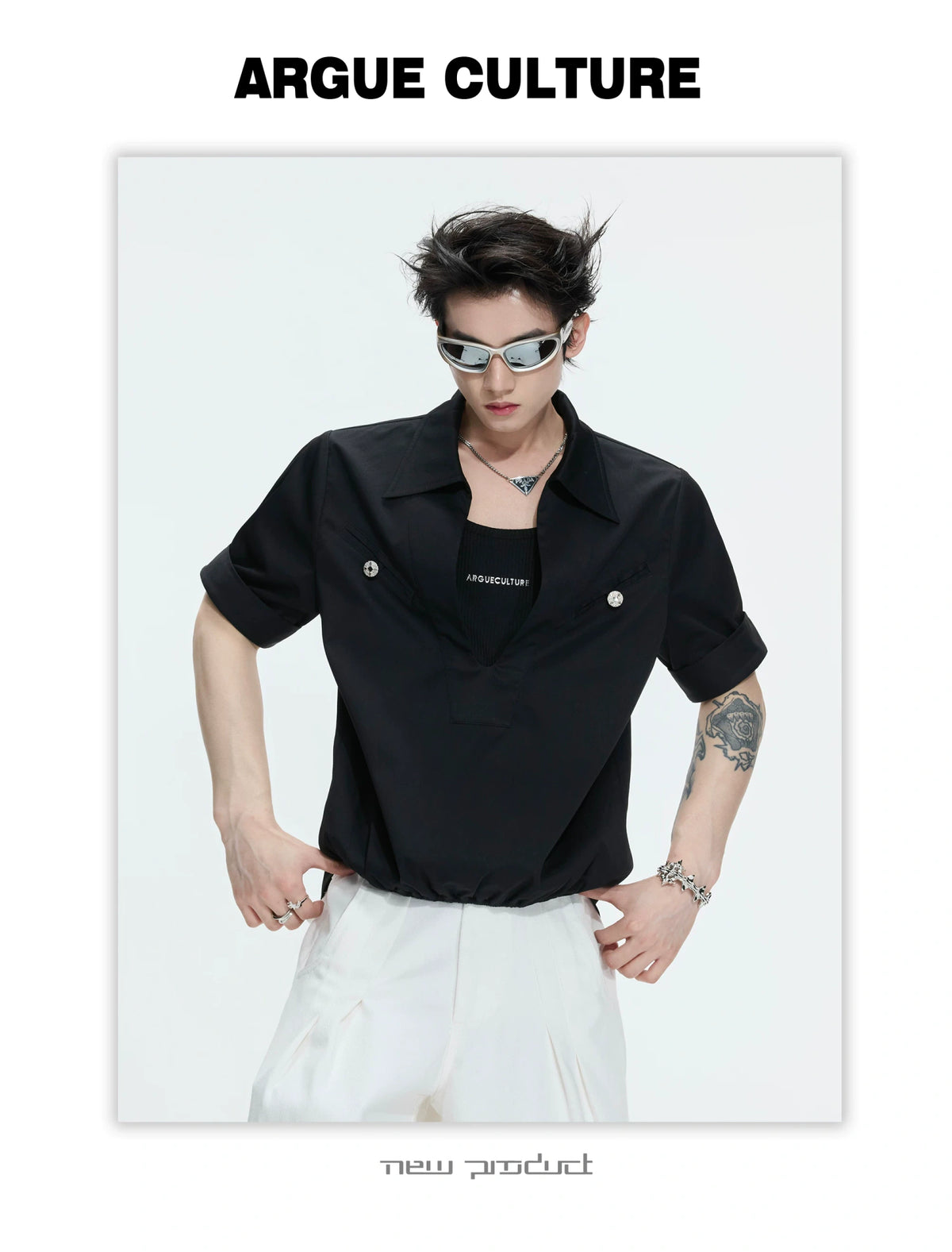 Mock-Layered Utility Shirt in Cotton Lyocell - description image 12