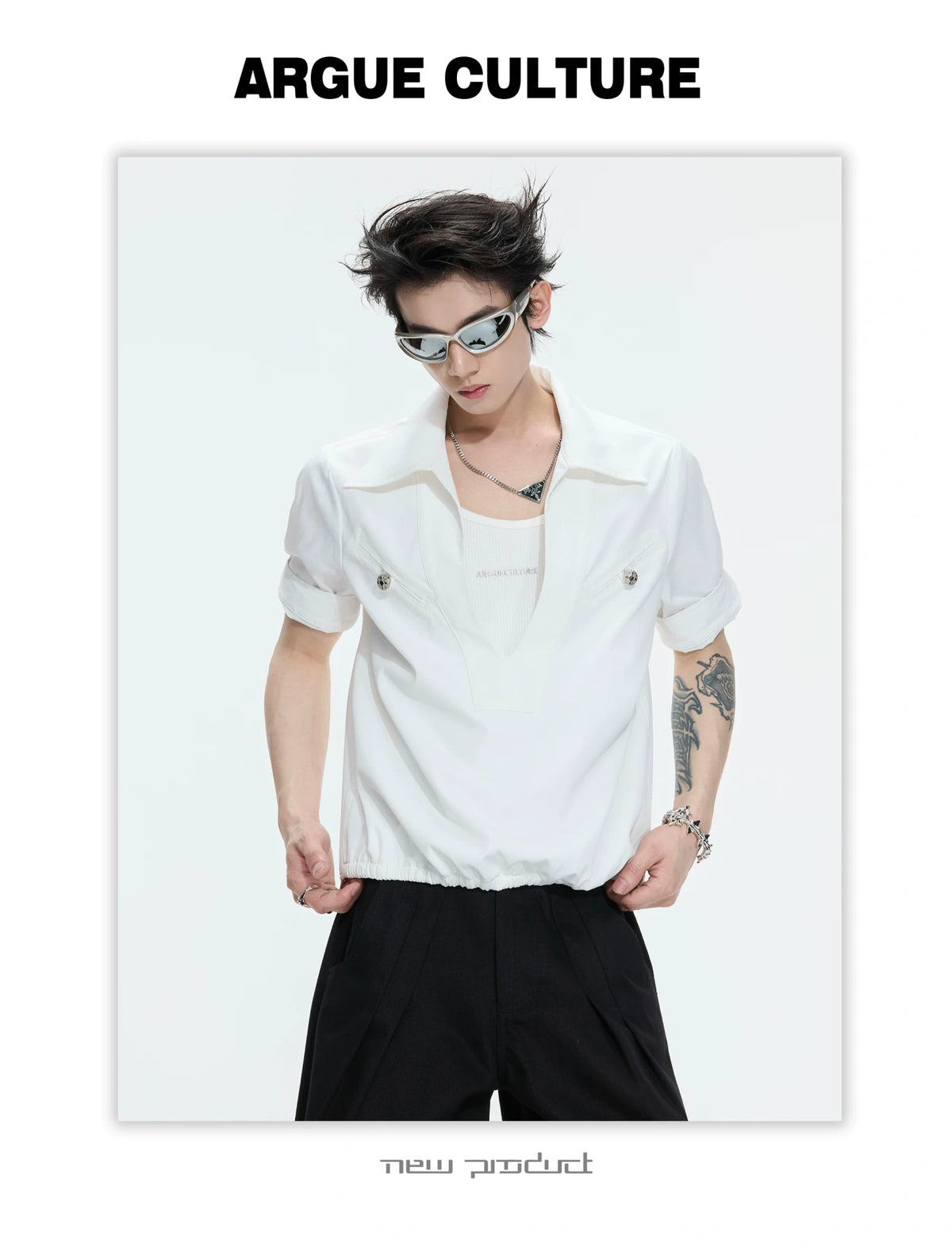 Mock-Layered Utility Shirt in Cotton Lyocell - description image 16
