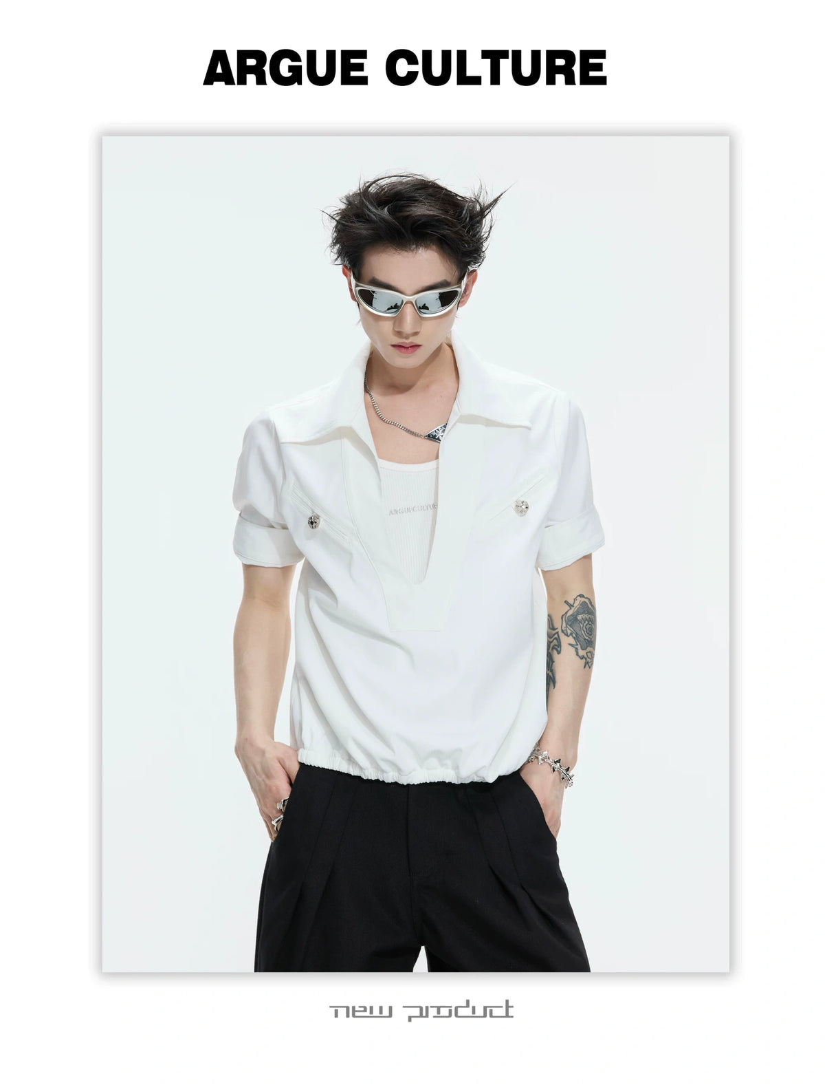 Mock-Layered Utility Shirt in Cotton Lyocell - description image 17