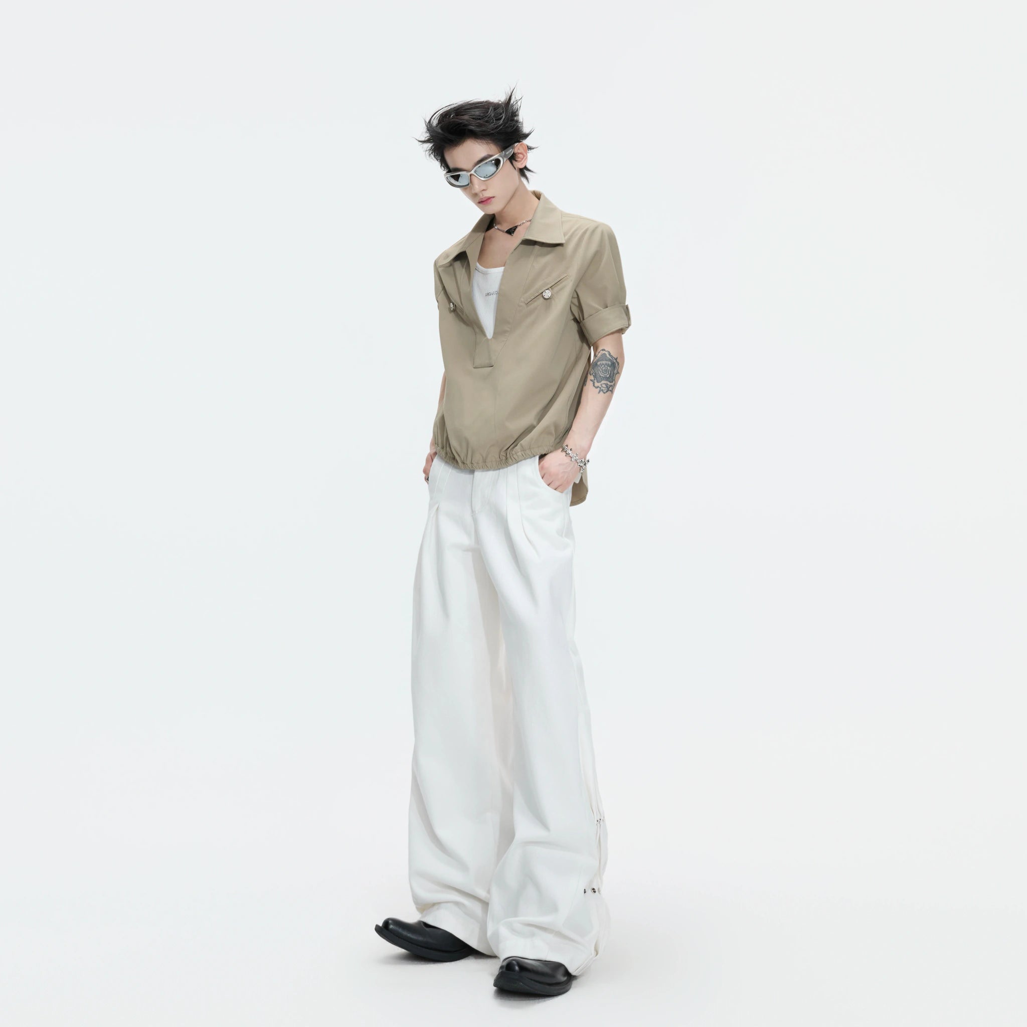Mock-Layered Utility Shirt in Cotton Lyocell - main image 4
