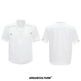 Mock-Layered Utility Shirt in Cotton Lyocell - White Top