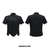 Asymmetric Stripe Shirt with Shoulder-Pad Detail | Streetwear - Black