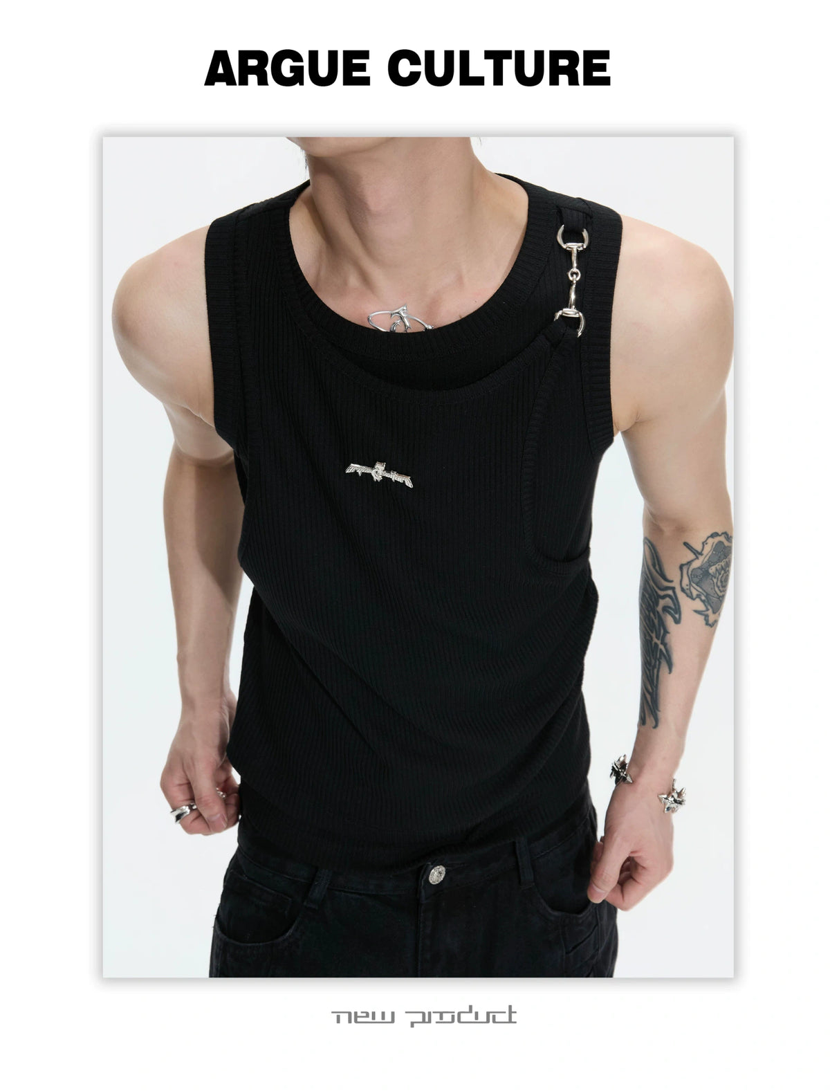 Faux-Layer Ribbed Tank with Metal Hardware - description image 6