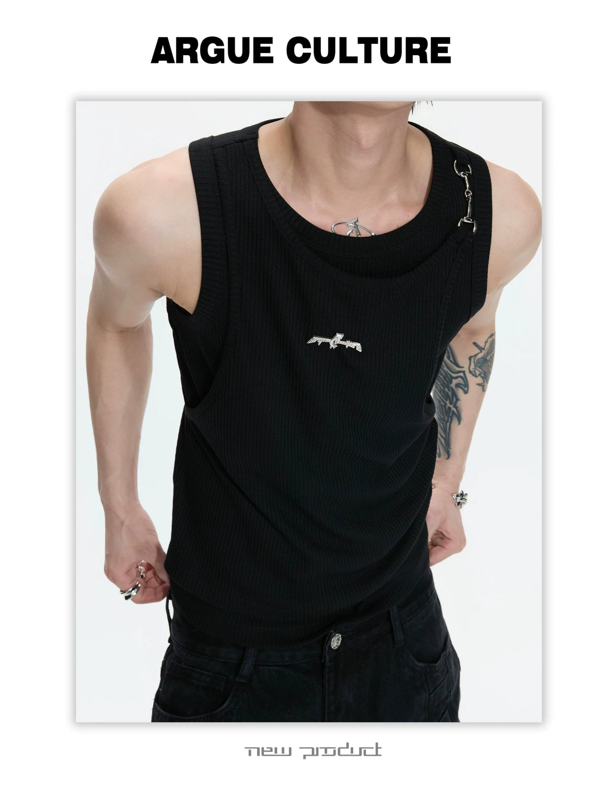 Faux-Layer Ribbed Tank with Metal Hardware - description image 7