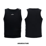 Faux-Layer Ribbed Tank with Metal Hardware - Black Top