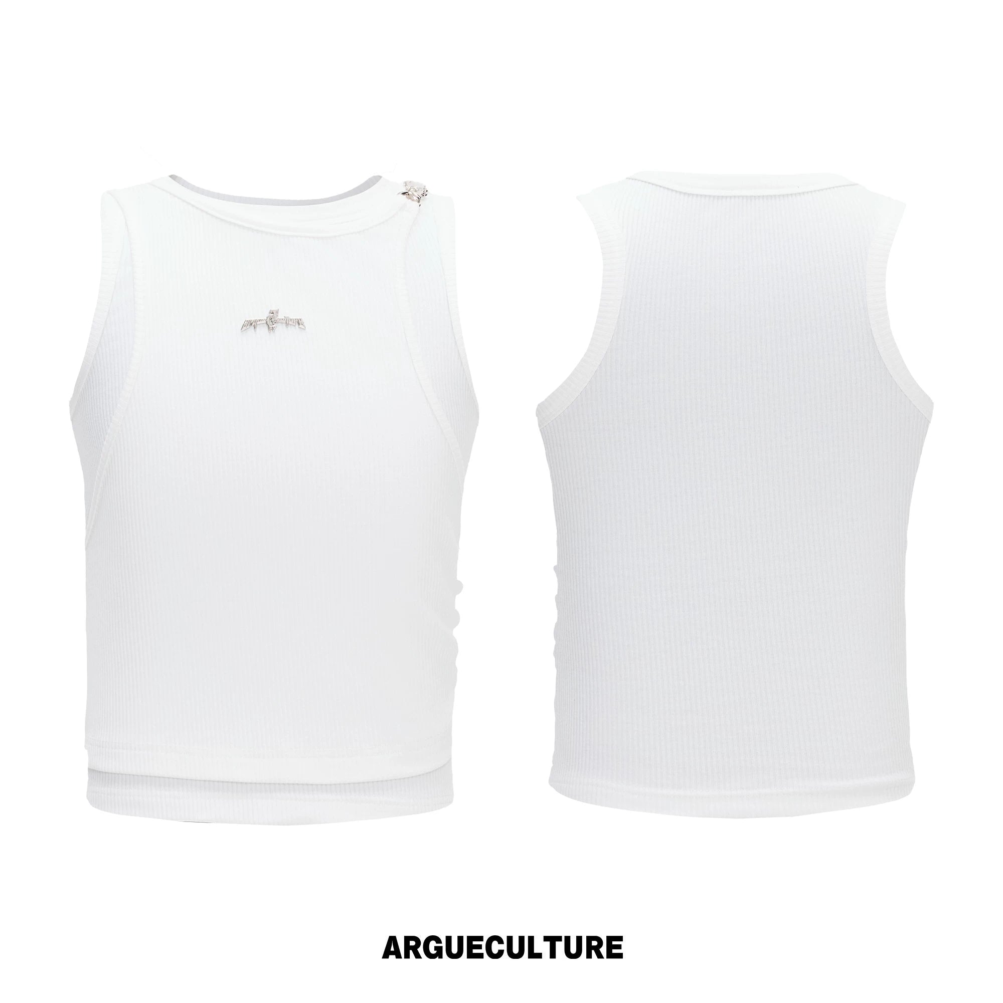 Faux-Layer Ribbed Tank with Metal Hardware - White Top