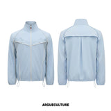 UPF 50+ Embroidered Stand-Collar Sun Jacket - Glacier Blue