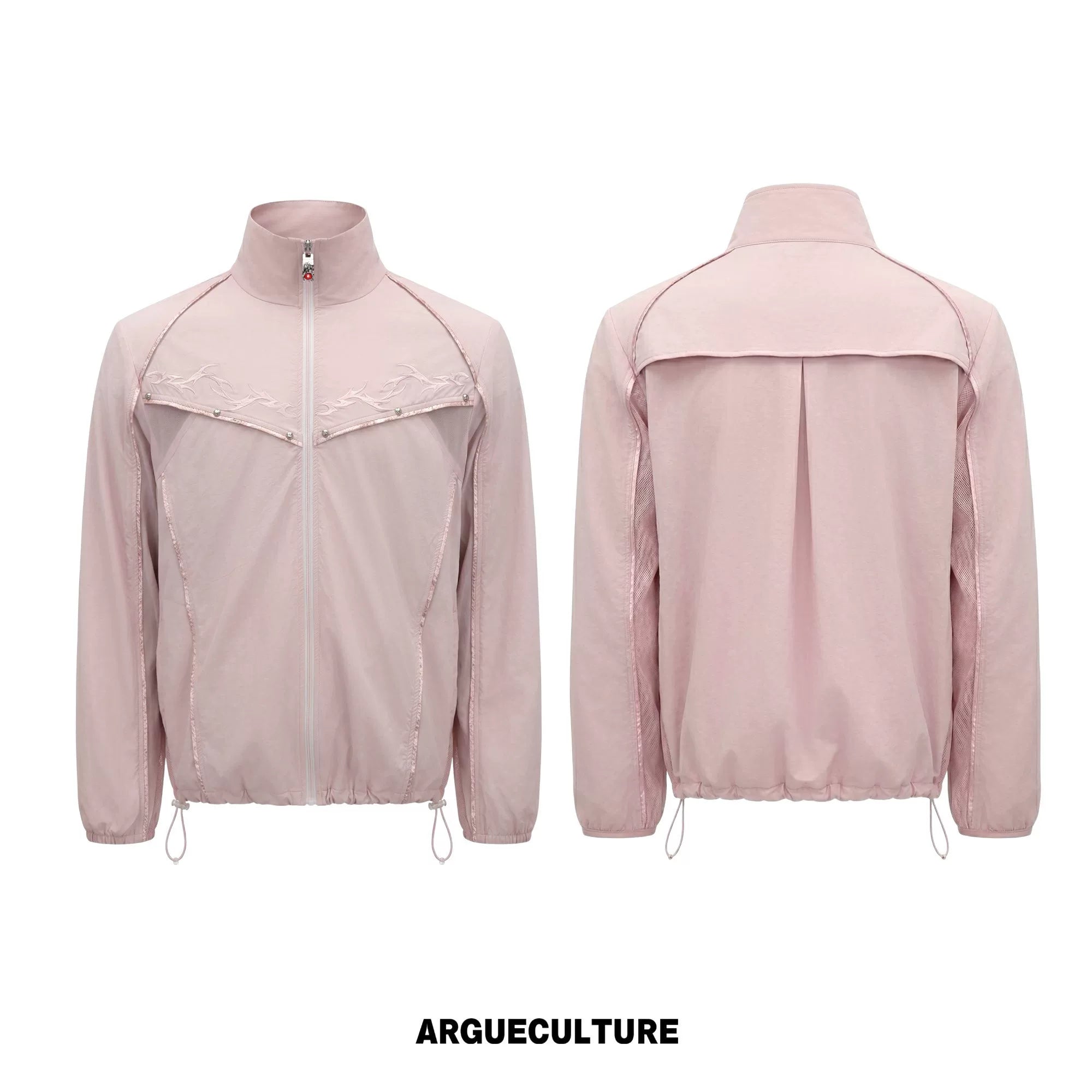 UPF 50+ Embroidered Stand-Collar Sun Jacket - Ice Plum Pink