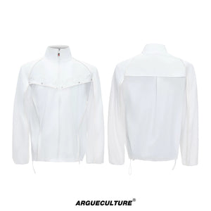 UPF 50+ Embroidered Stand-Collar Sun Jacket - White