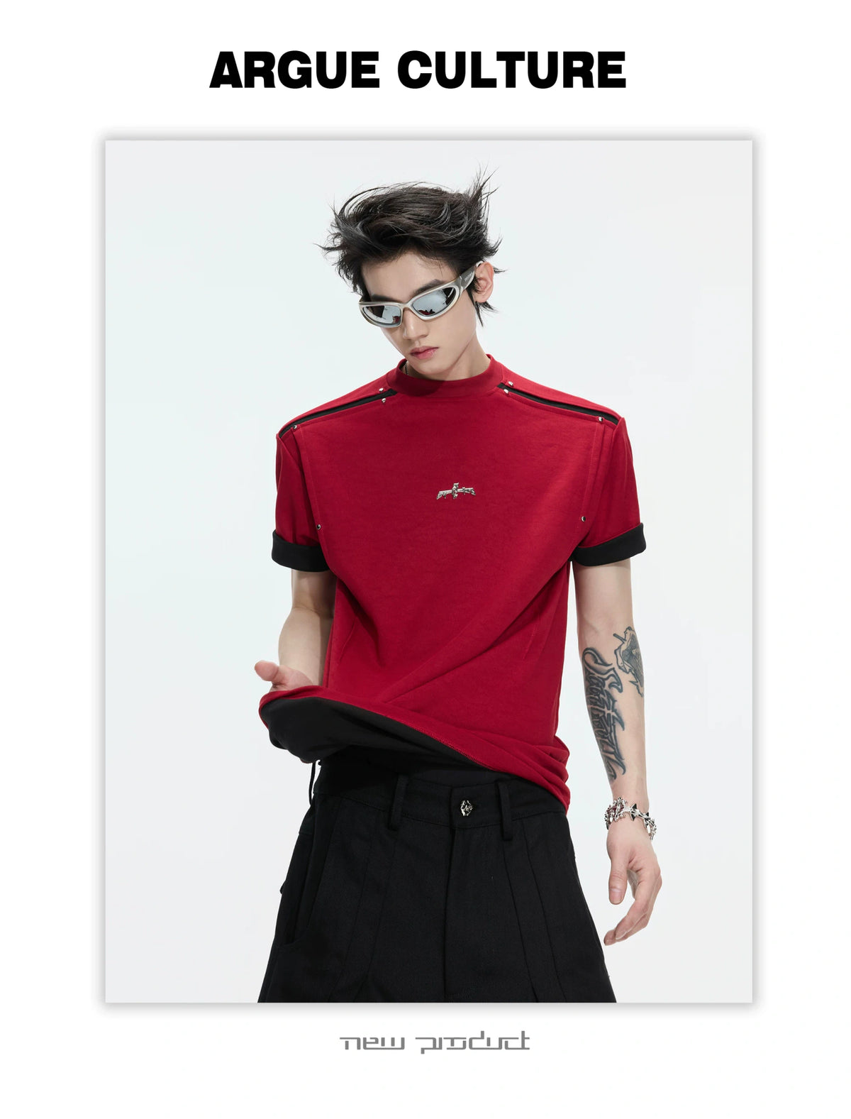 Contrast-Panel Unisex Crew Neck T-Shirt for Summer - description image 9