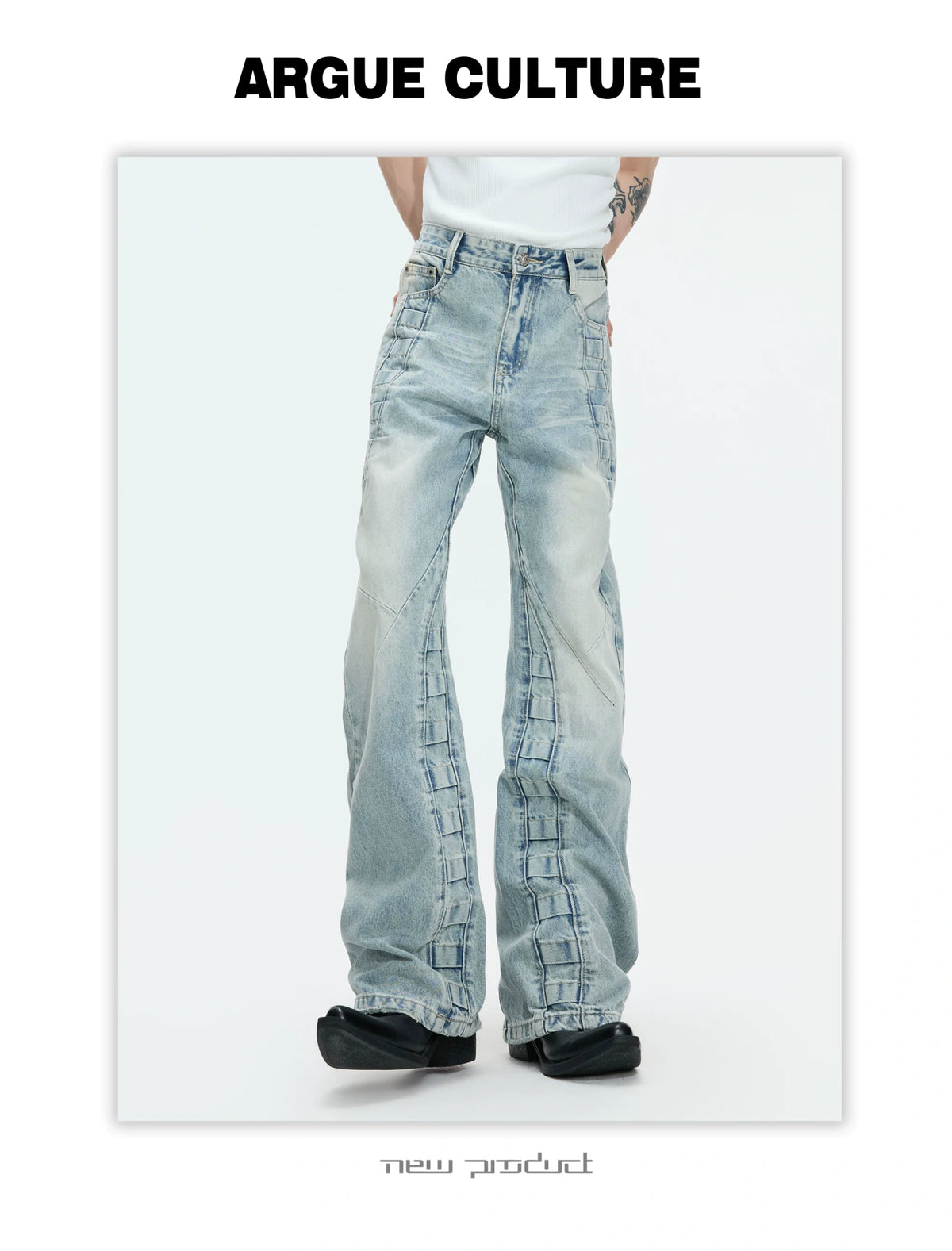 Washed Distressed Wide-Leg Jeans | Sculpted Denim - description image 3