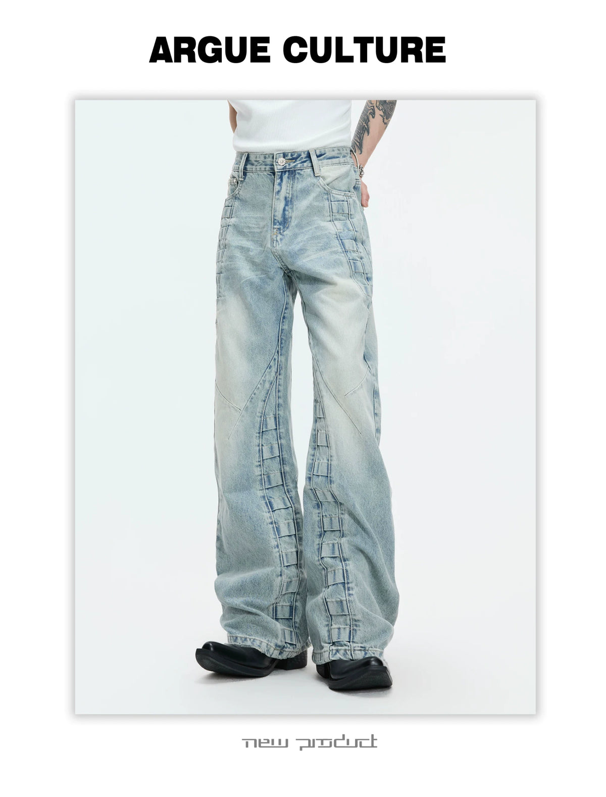 Washed Distressed Wide-Leg Jeans | Sculpted Denim - description image 4