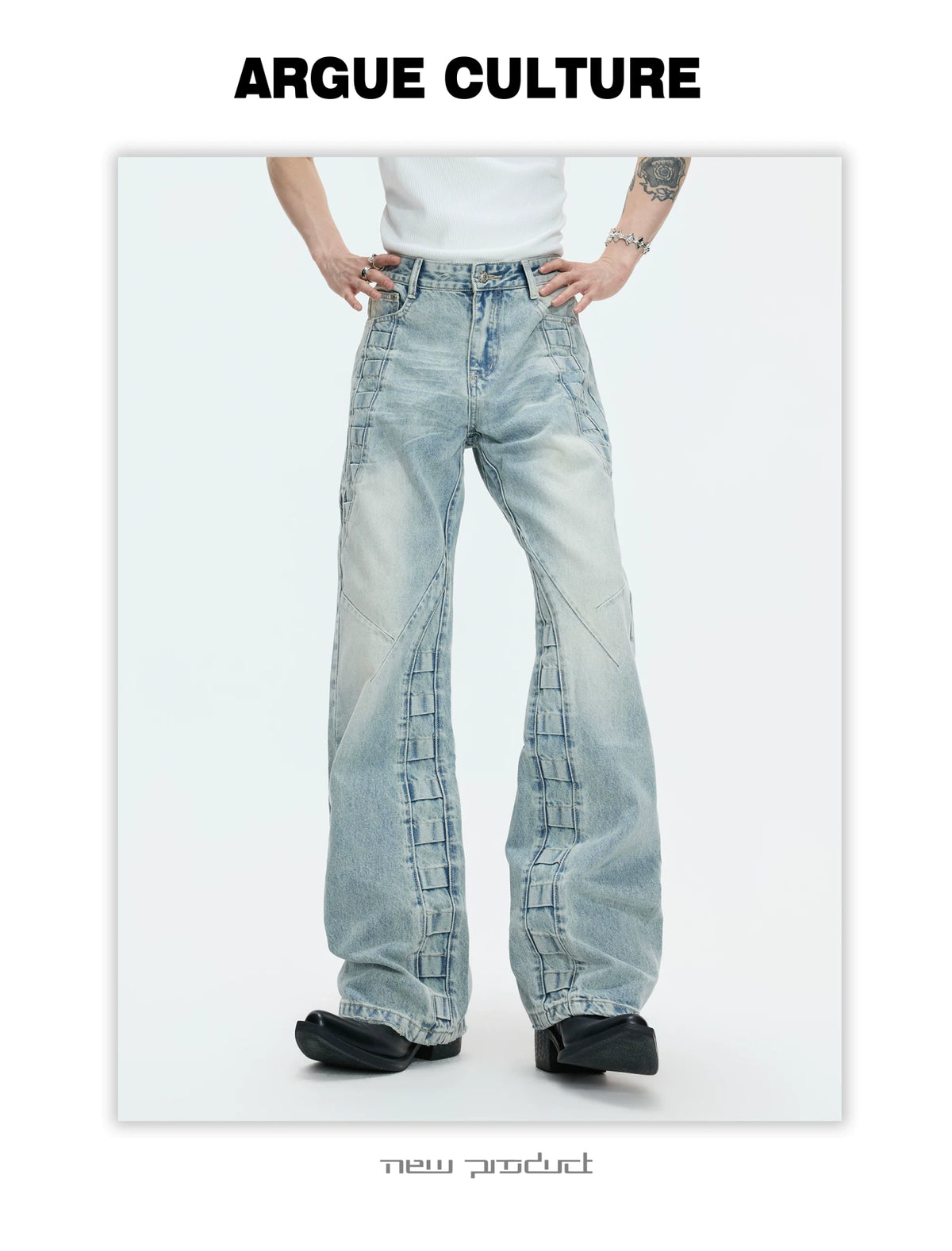 Washed Distressed Wide-Leg Jeans | Sculpted Denim - description image 5
