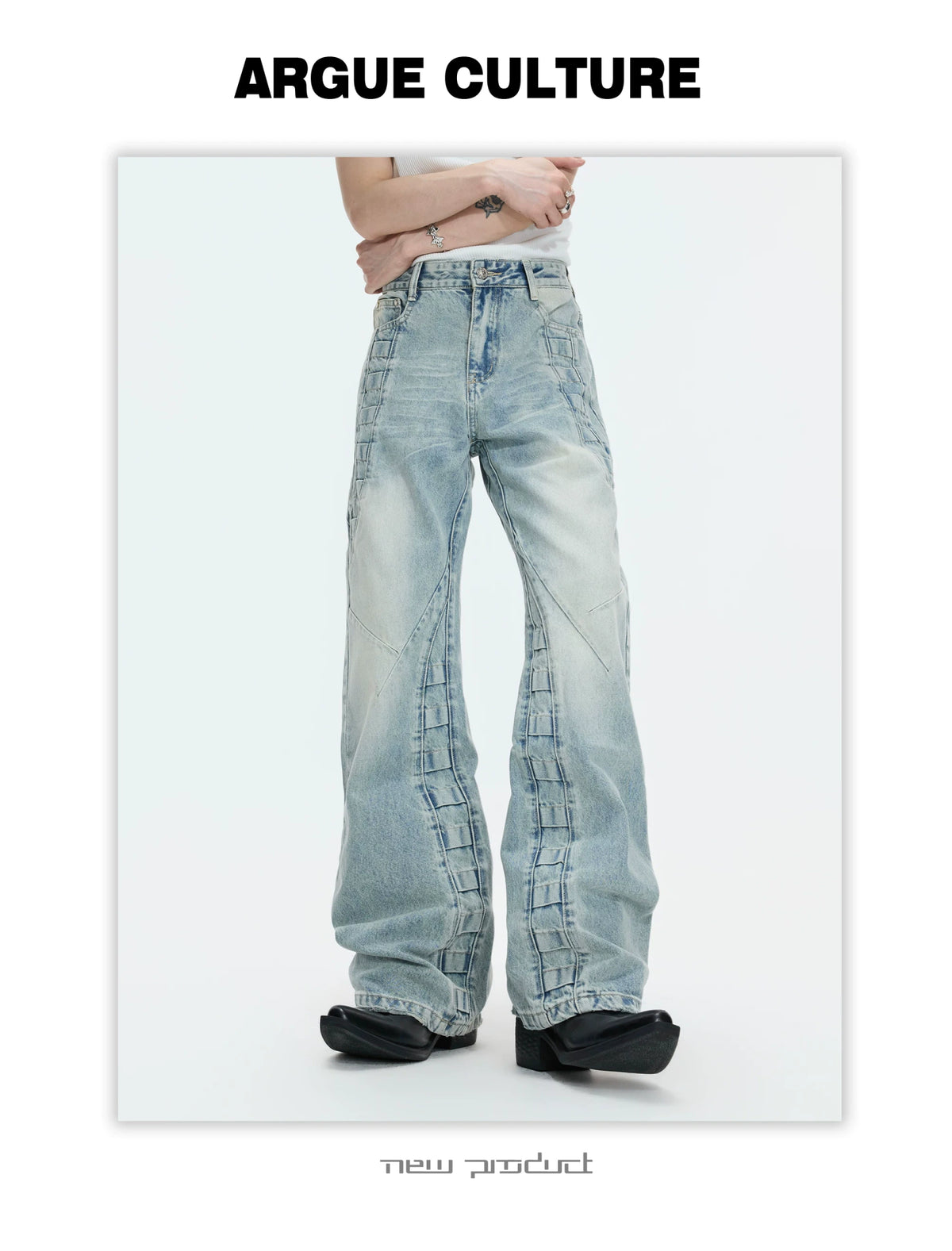 Washed Distressed Wide-Leg Jeans | Sculpted Denim - description image 6