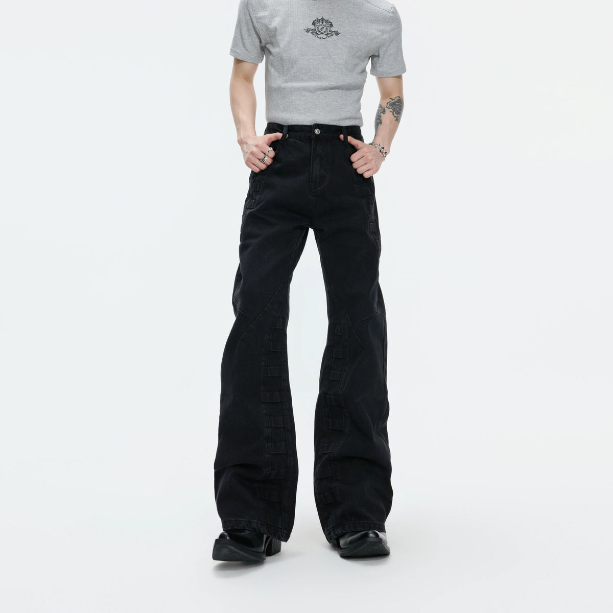 Washed Distressed Wide-Leg Jeans | Sculpted Denim - main image 2
