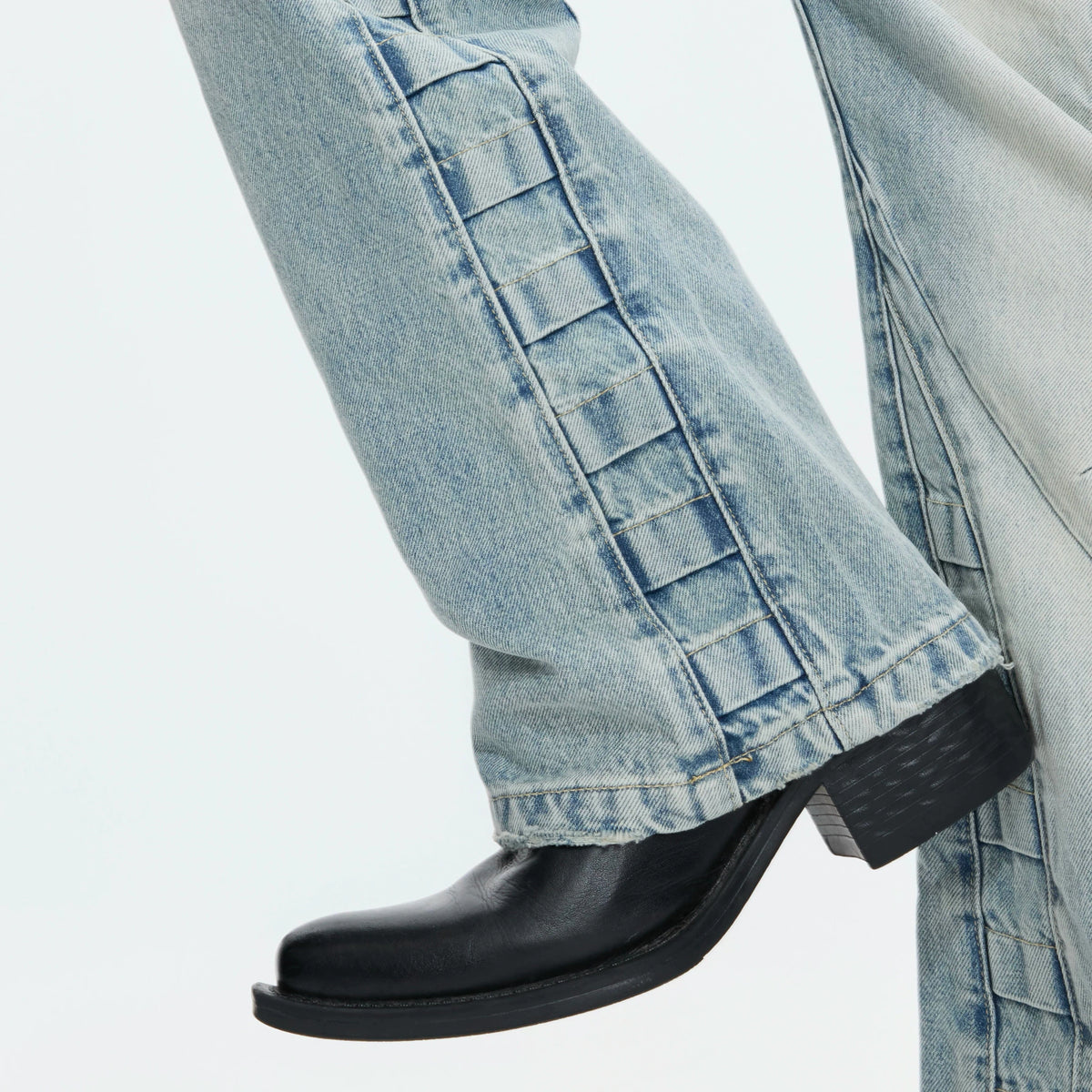 Washed Distressed Wide-Leg Jeans | Sculpted Denim - main image 3
