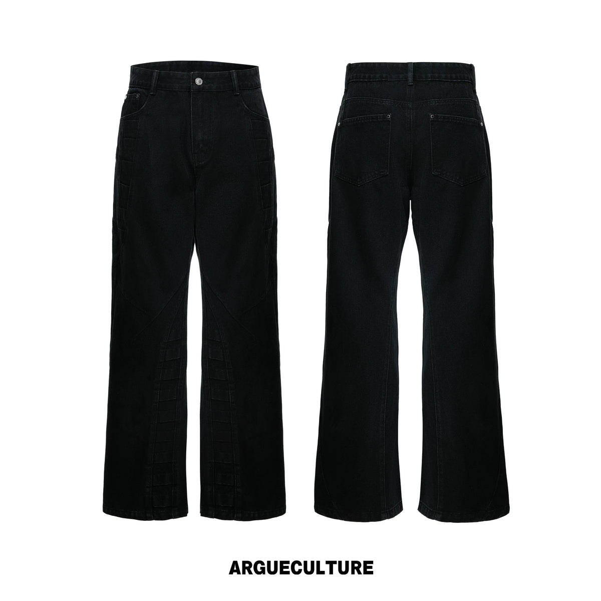 Washed Distressed Wide-Leg Jeans | Sculpted Denim - Black