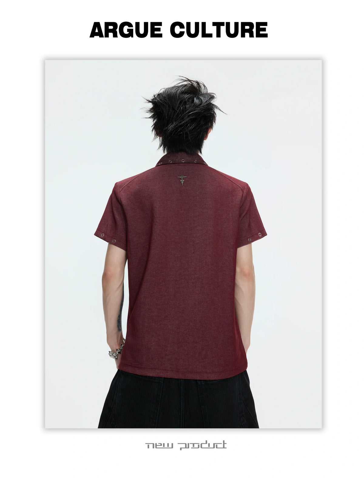 Washed Textured Polo Shirt with Structured Cut - description image 12
