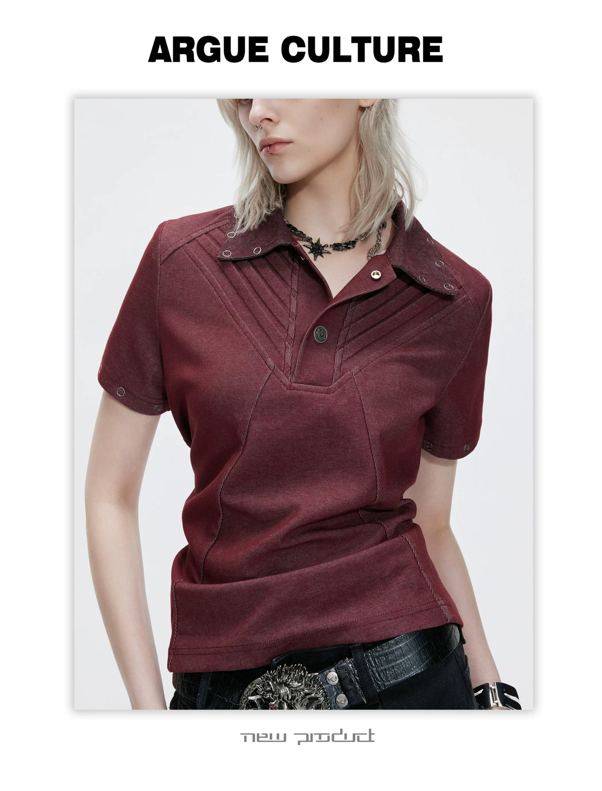 Washed Textured Polo Shirt with Structured Cut - description image 13