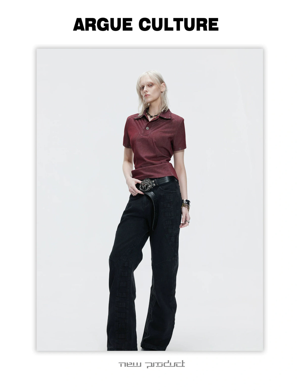 Washed Textured Polo Shirt with Structured Cut - description image 14