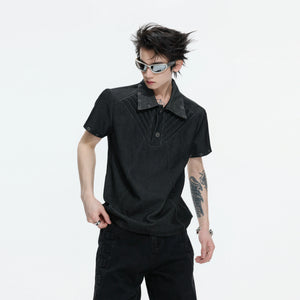 Washed Textured Polo Shirt with Structured Cut - main image 1
