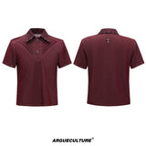 Washed Textured Polo Shirt with Structured Cut - Red
