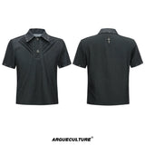 Washed Textured Polo Shirt with Structured Cut - Gray