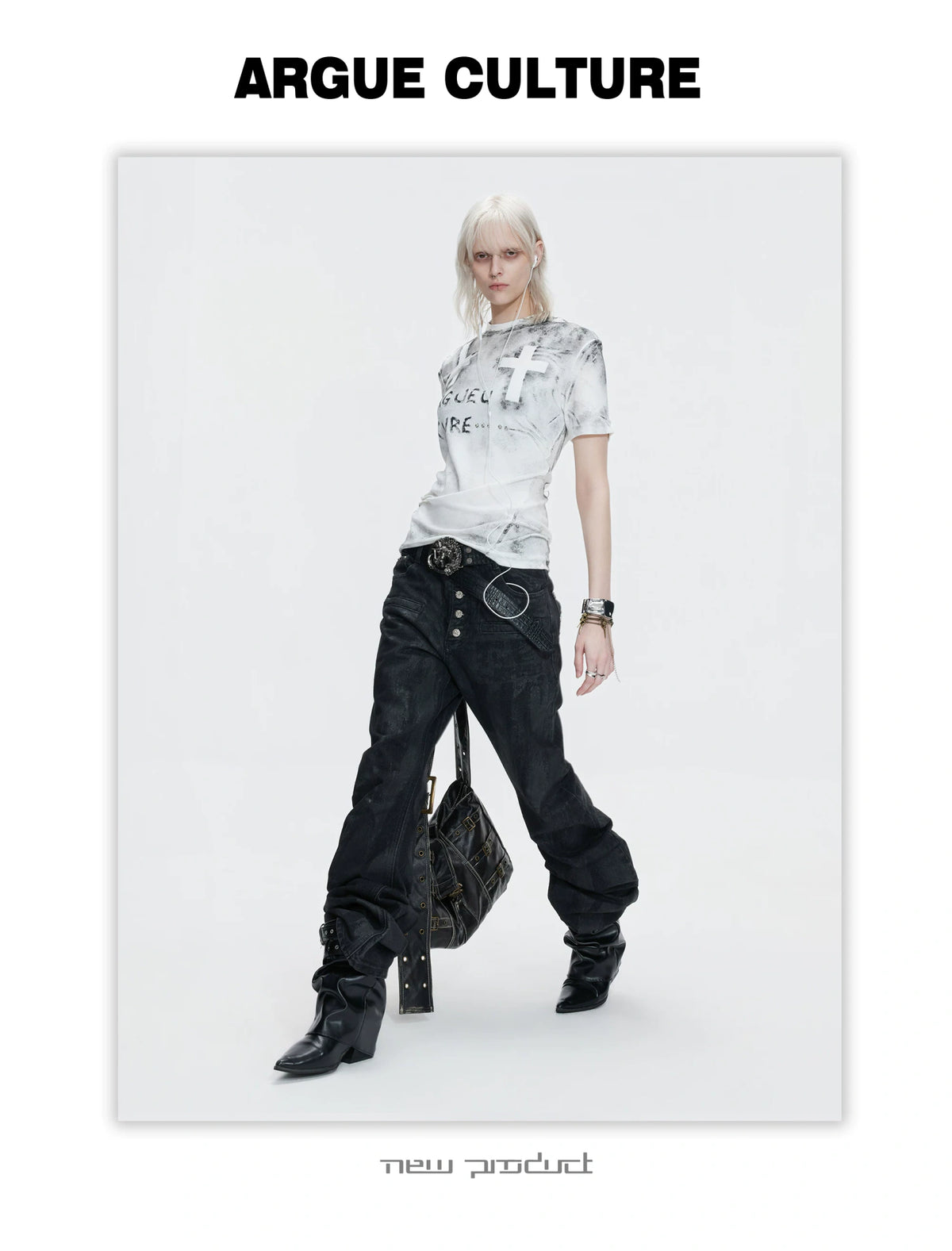 Distressed Cross Graphic Fitted T-Shirt | Cotton Blend - description image 5