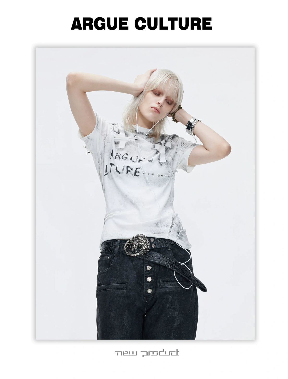 Distressed Cross Graphic Fitted T-Shirt | Cotton Blend - description image 6