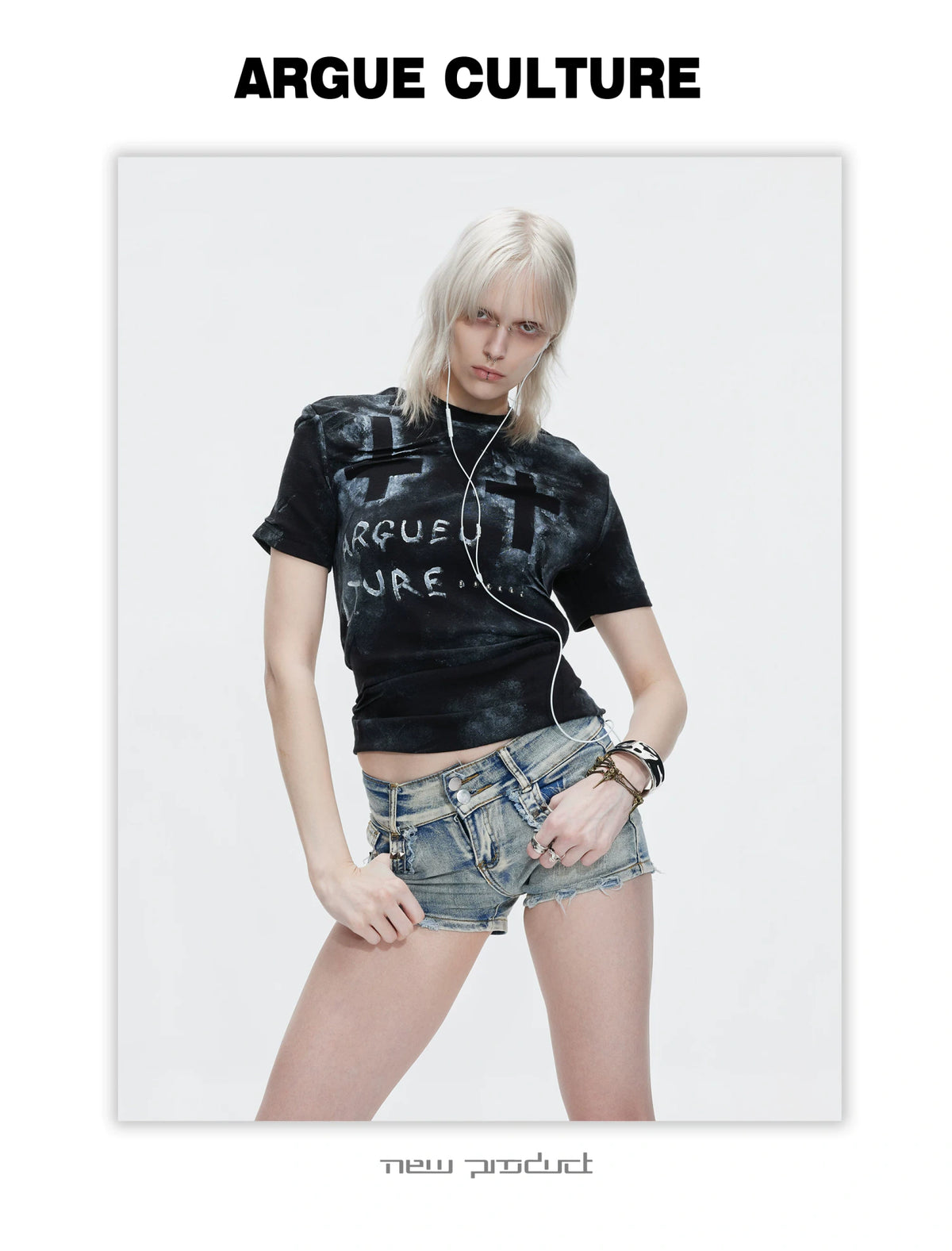Distressed Cross Graphic Fitted T-Shirt | Cotton Blend - description image 10