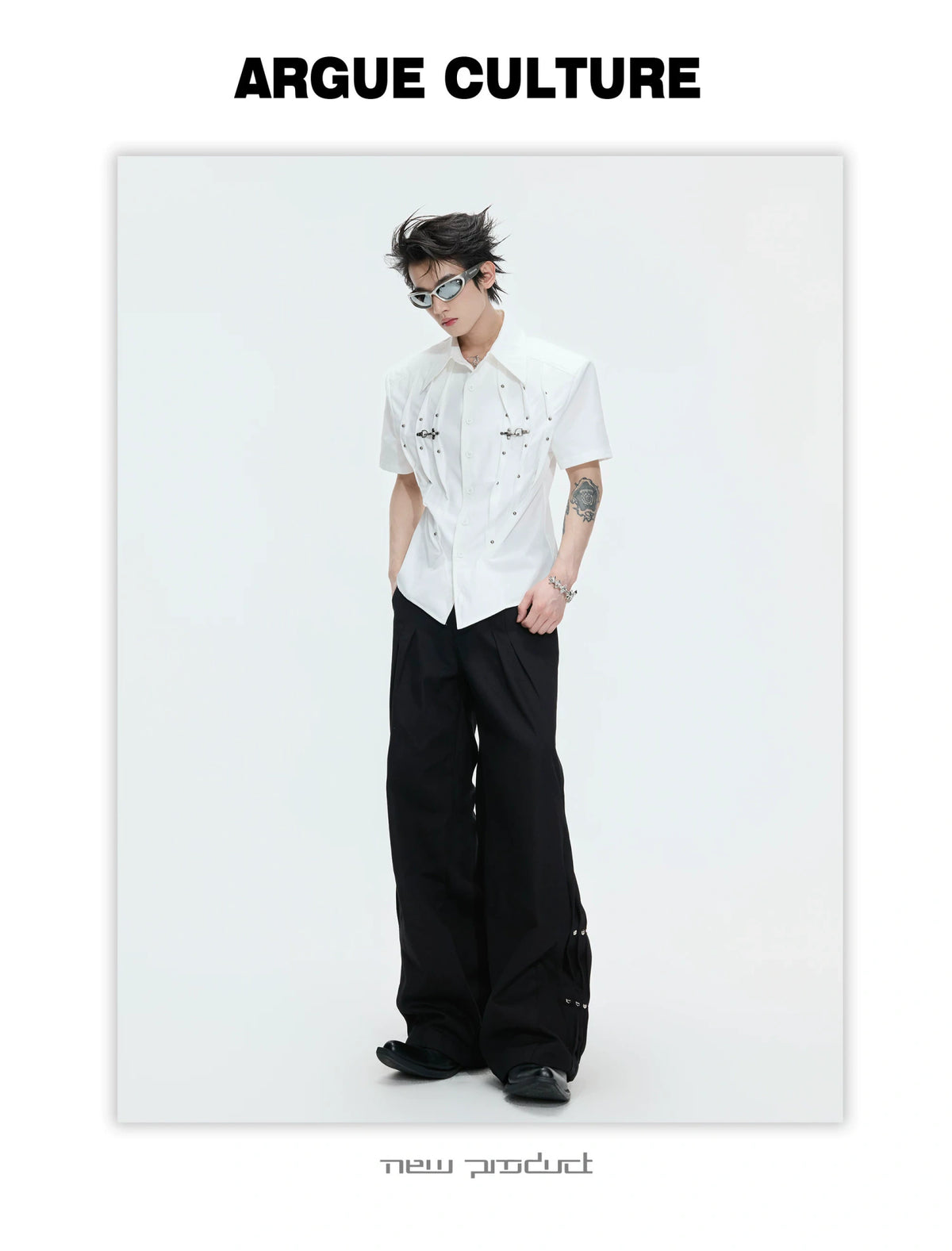 Pleated Waist-Cinched Short-Sleeve Shirt | Avant-Garde - description image 4