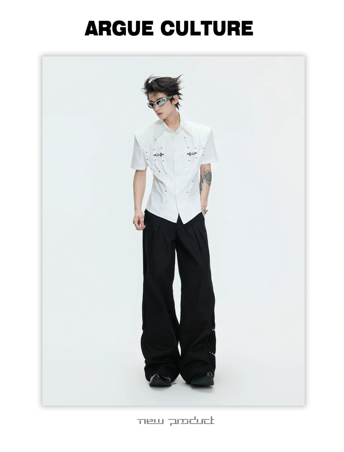 Pleated Waist-Cinched Short-Sleeve Shirt | Avant-Garde - description image 5