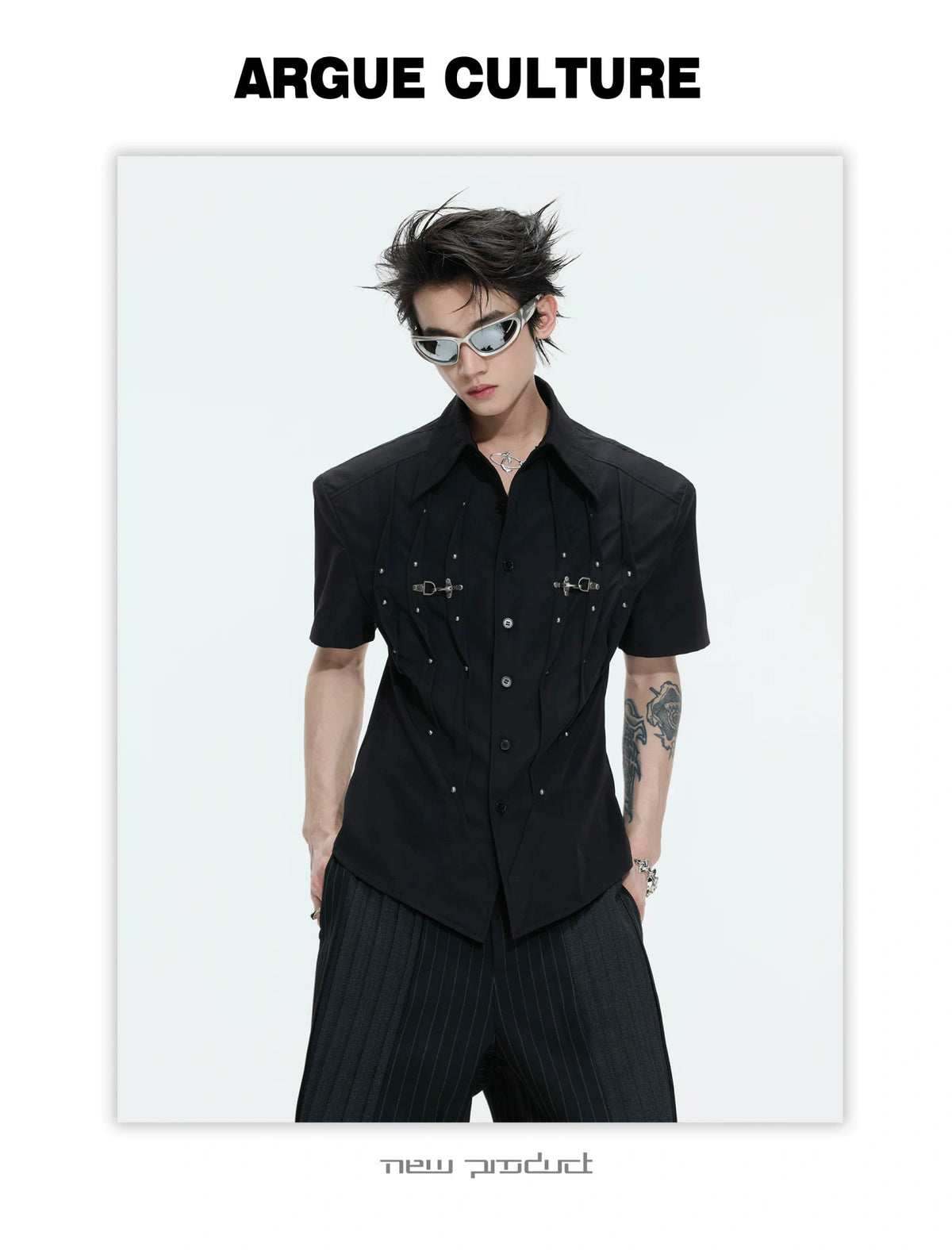 Pleated Waist-Cinched Short-Sleeve Shirt | Avant-Garde - description image 6