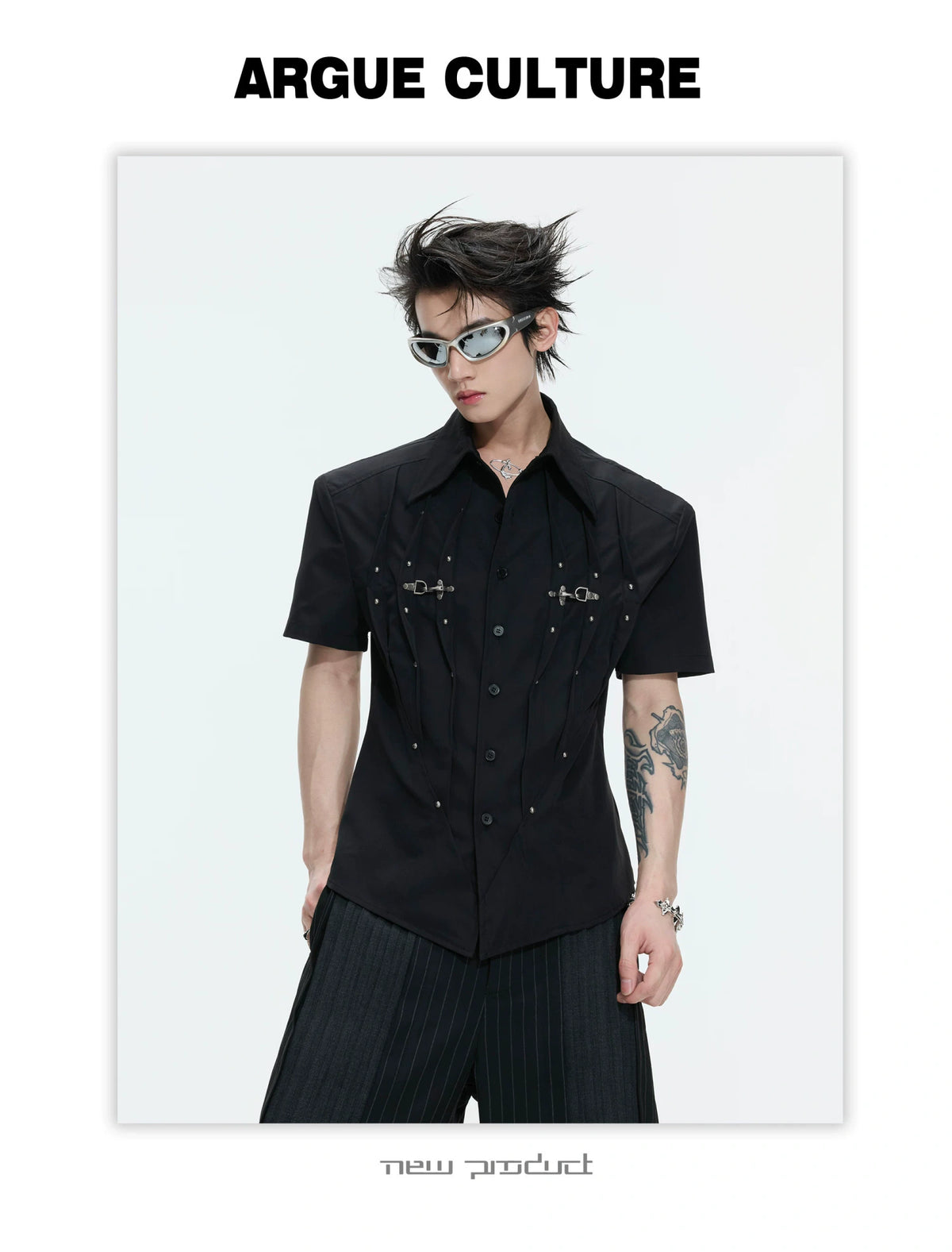 Pleated Waist-Cinched Short-Sleeve Shirt | Avant-Garde - description image 8
