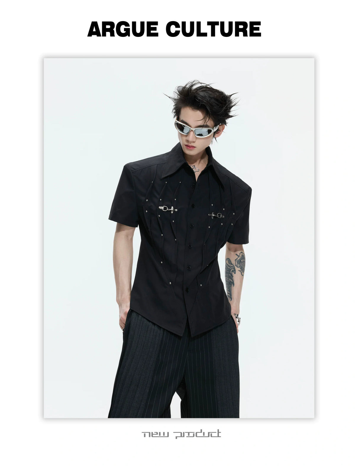 Pleated Waist-Cinched Short-Sleeve Shirt | Avant-Garde - description image 9
