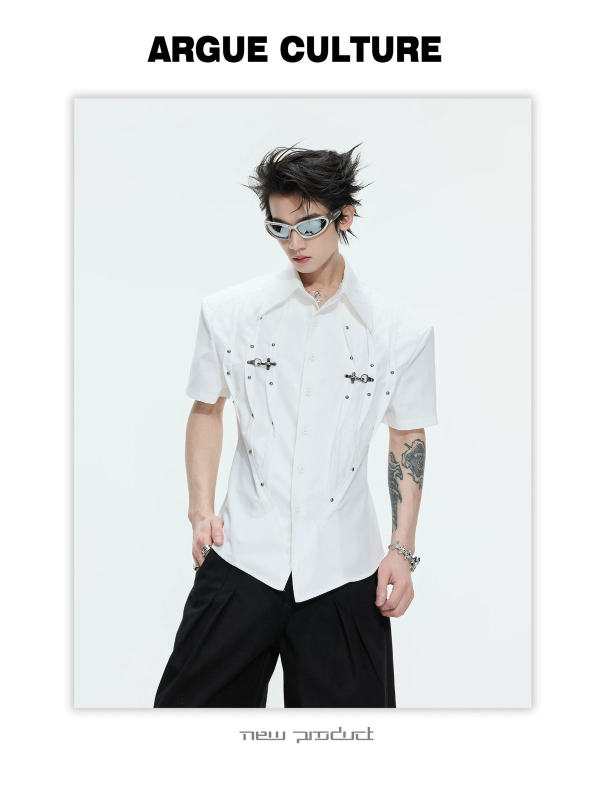 Pleated Waist-Cinched Short-Sleeve Shirt | Avant-Garde - description image 14