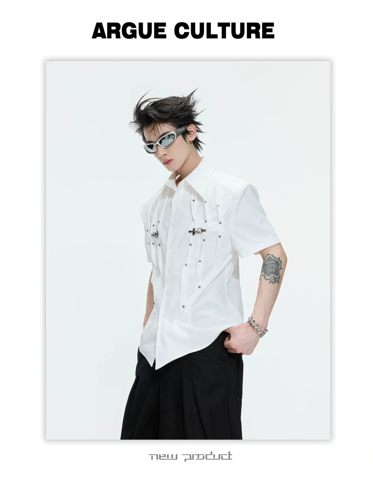 Pleated Waist-Cinched Short-Sleeve Shirt | Avant-Garde - description image 15