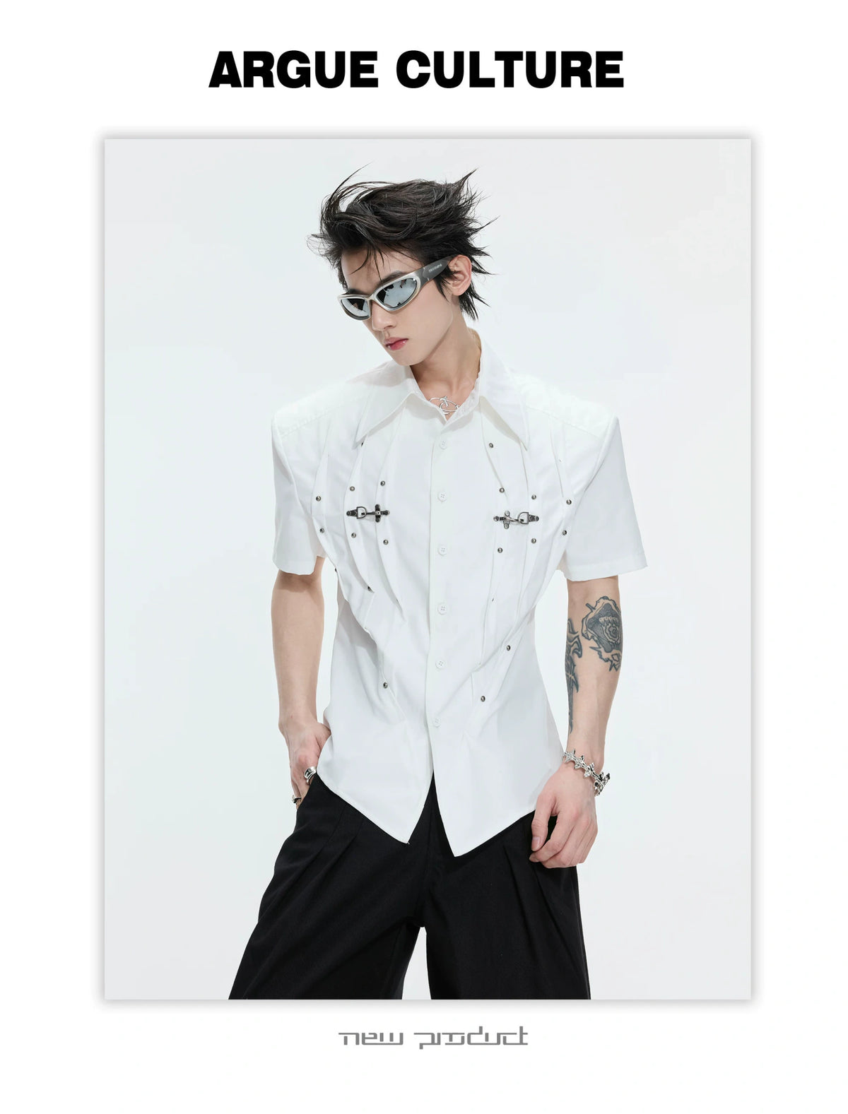 Pleated Waist-Cinched Short-Sleeve Shirt | Avant-Garde - description image 18