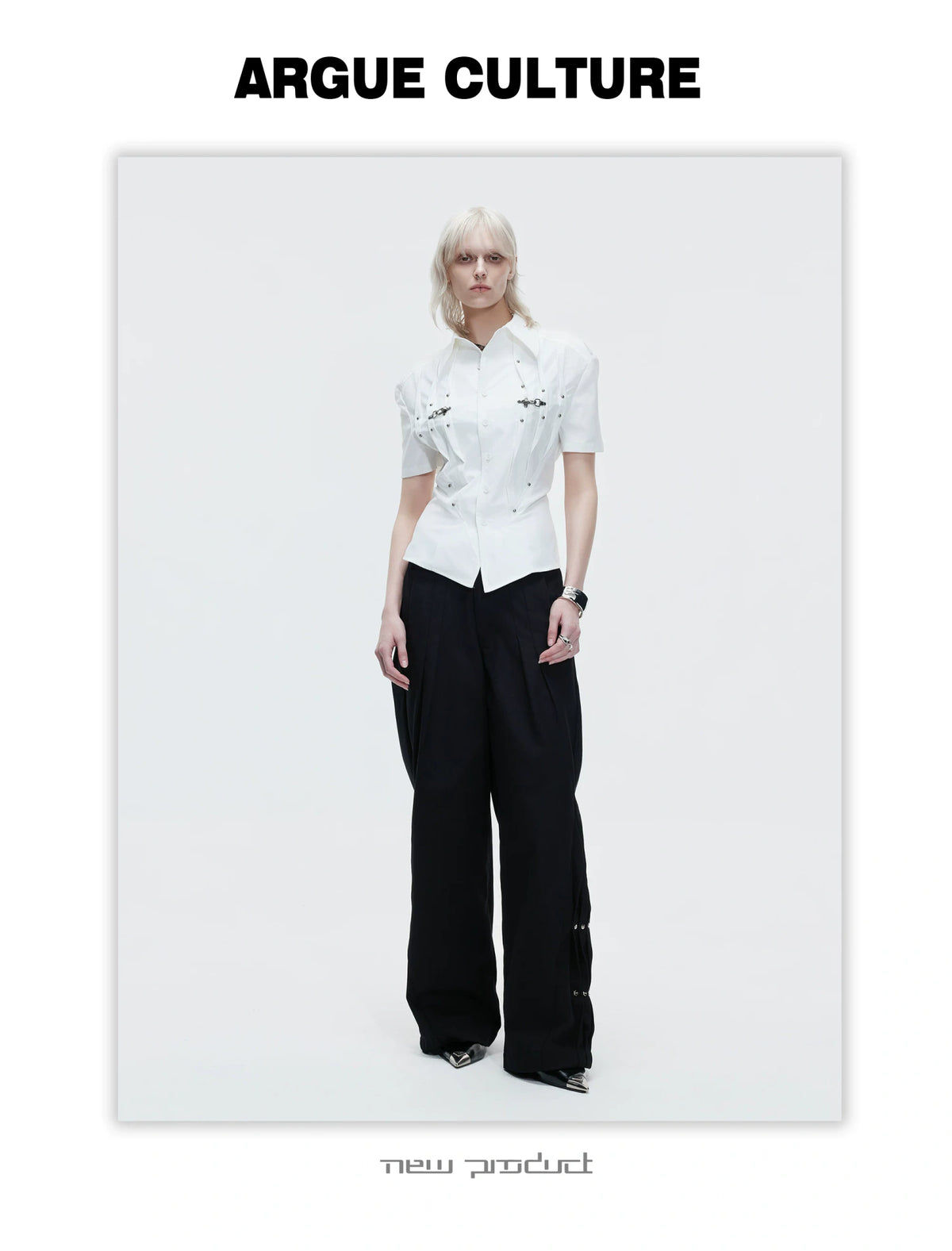 Pleated Waist-Cinched Short-Sleeve Shirt | Avant-Garde - description image 24