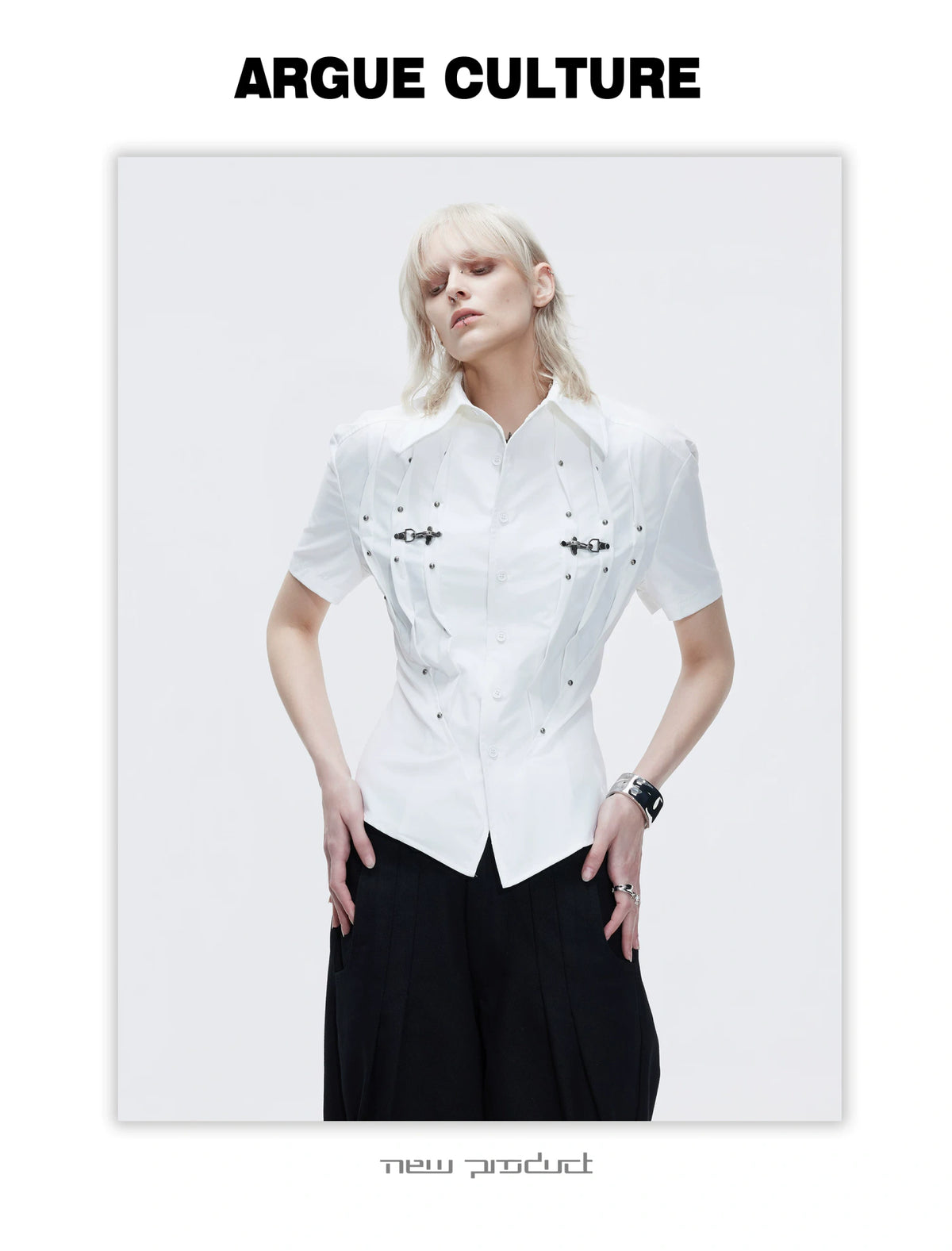 Pleated Waist-Cinched Short-Sleeve Shirt | Avant-Garde - description image 28