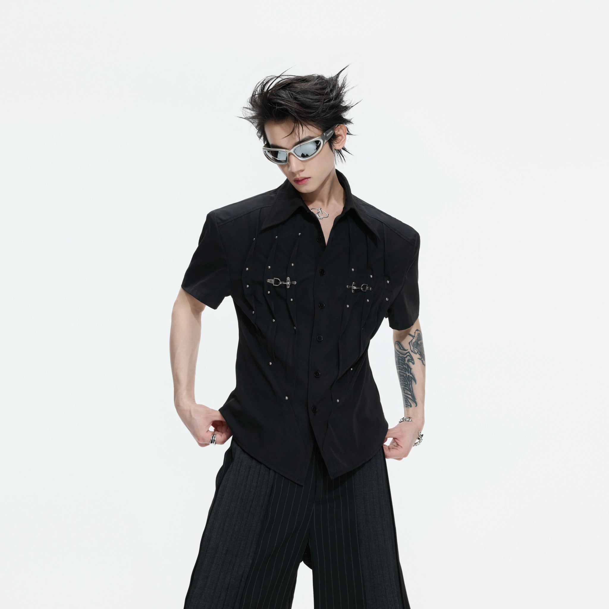 Pleated Waist-Cinched Short-Sleeve Shirt | Avant-Garde - main image 2
