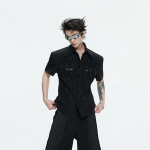 Pleated Waist-Cinched Short-Sleeve Shirt | Avant-Garde - main image 2
